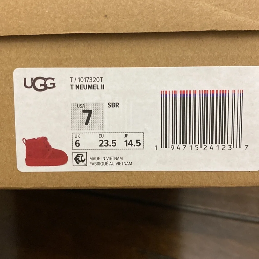 UGG Neumel ll Samba Red Toddler Size 7